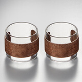 锦格玻璃茶杯带把小号茶杯子功夫茶具泡茶杯子带把耐热透明玻璃杯家用 木环卡扣杯150ml（2只装）