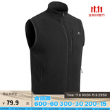 迪卡侬男士秋冬马甲MH120户外保暖摇粒绒拉链背心黑色XL 1406397