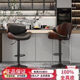 原感牛皮吧台椅升降真皮酒吧椅轻奢家用前台高脚椅高脚凳简约现代吧椅 黑色牛皮（100%纯真皮）家用品质推荐