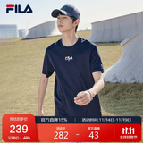 FILA斐乐官方短袖T恤男2025年夏季时尚纯棉圆领透气男士运动t恤针织衫