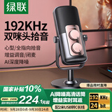 绿联USB桌面电脑麦克风 笔记本台式电脑话筒直播降噪收音器电容麦网课复试游戏语音K歌适用音箱90990A