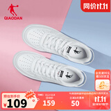 乔丹男鞋板鞋皮面小白鞋革面女鞋空军一号厚底增高情侣休闲运动鞋 女-白色【店长推荐】 37