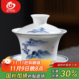 MULTIPOTENT功夫茶具三才盖碗手绘山水如意薄胎瓷盖碗