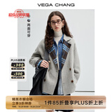 VEGA CHANG【精英衣橱】【绵羊毛+羊驼毛】双面呢女2025新款高级感穿外套 北欧蓝格纹 L