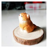 木雕小橘猫摆件手工艺品可爱的猫猫萌宠可爱手作造景猫咪桌面装饰 小橘猫+底座