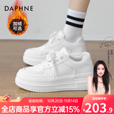 达芙妮官方小白鞋女2025年秋冬爆款女鞋透气百搭运动休闲女鞋厚底板鞋女 白色【四季款 跟高5.5cm】 36