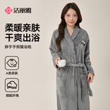 洁丽雅浴袍女吸水速干加厚浴巾保暖秋冬温泉睡衣裹巾吸水家居浴袍 灰色