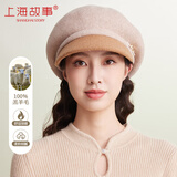 上海故事纯羊毛毛呢帽女秋冬保暖撞色贝雷帽鸭舌帽复古报童帽送女友礼