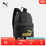 彪马（PUMA）户外通勤旅行大容量双肩背包男女款学生书包电脑包079943 黑色-金色LOGO-03 OSFA