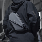 袋鼠胸包男斜挎包男士单肩包学生小背包防泼水休闲牛津布运动包 灰色【磁吸版】