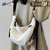 回力（Warrior）包包斜挎包女士2025新款春夏单肩大容量斜挎休闲通勤饺子包托特包 白色【可装11寸平板】