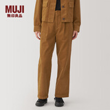 无印良品（MUJI）女式 木棉混灯芯绒抽褶宽版裤 裤子女款秋冬款休闲裤长裤冬季 驼色 S （155/62A）