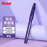 派通（Pentel ）彩色软毛笔秀丽笔 弹性笔尖水性笔Touch手帐书信贺卡用 SES15C紫色/单支装