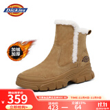 Dickies女士雪地靴女靴冬季加绒加厚短靴保暖棉鞋靴子 黄棕 38 