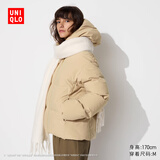 优衣库女装无缝羽绒连帽外套/冰雪羽绒无缝款科技保暖外套469896 31 米色 M /160/84A