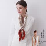 DAVINCICODE真丝丝巾秋冬100%桑蚕丝真丝大方巾披肩丝巾妈妈生日礼物 宝石链条 暗红