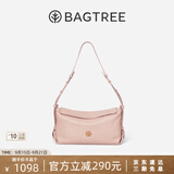 BAGTREE【明星同款】包包树奶盒包植鞣皮单肩斜挎腋下通勤Hobo枕头女士包 水雾粉-中号【磁吸拉链款】 高级小众