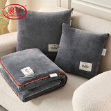 浪莎（langsha）汽车抱枕被子两用加厚车载抱枕盖毯二合一抱枕被子枕头被抱枕毯子 贴布绣-极简灰【被子靠枕两用】 40cm*40cm 展开105x145cm