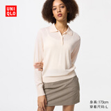 优衣库女装精纺美利奴羊毛POLO领针织衫/通勤478333 30 浅米色 M /160/84A