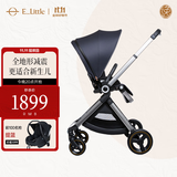 elittile逸乐途 婴儿车0-3岁用折叠可坐可躺可转向 EMU高景观双向婴儿推车 EMU欧版靛釉蓝【半蓬版】