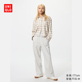 优衣库女装法兰绒舒适长裤/全棉柔软宽松直筒休闲裤 新款478849 02 浅灰色 M