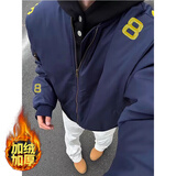 迪伽达美式潮牌夹克棉服外套男女秋冬季cleanfit高级感男士棒球服棉衣男 QYRJ-M5011藏蓝色 XL