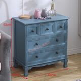 爱迪威五斗柜实木特价清仓卧室抽屉储物柜客厅收纳柜子家用五斗橱斗柜 60cm长3层灰蓝色-整体送货 整装