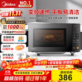 美的（Midea）家用变频微波炉平板式易清洁 800W微波速热 一键智能菜单 钻石背板 微晶面板加热20L（PM20M2）