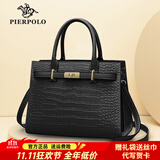 皮尔保罗（PIERPOLO）女士手提包包2025新款女包头层牛皮大容量斜挎包生日礼物送妈妈 时尚黑（头层牛皮）
