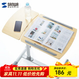 山业 移动升降桌 电脑桌工作台可升降学习桌 沙发床边桌床上桌家用桌 浅木纹