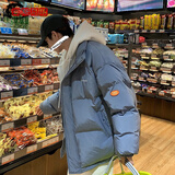 边七面包服两面穿棉衣男韩版潮流立领棉衣冬季ins加厚棉服外套棉袄潮 1688假两件棉衣蓝色 XL