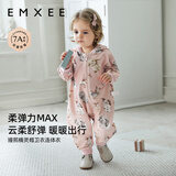 嫚熙（EMXEE）婴儿可爱透气婴童连帽卫衣男女童外出服长袖连身衣舒弹带帽连体衣 迷卡兔 80cm 【建议9-18个月，体重8-10kg】