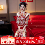 泰勒马丁秀禾服新娘婚纱2025新款秋冬结婚礼服敬酒服古装龙凤褂婚服嫁衣 X616 S