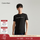 Calvin KleinJeans夏季男女情侣中性年轻ck多色印花透气修身短袖T恤J320931 BEH-太空黑 S （推荐120-130斤）