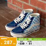 VANS范斯官方 SK8-Hi克莱因蓝棋盘格安纳海姆元气卡通风板鞋 蓝色/蓝白棋盘格 35