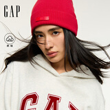 GAP女装2025秋季新款撞色Logo宽松抓绒套头连帽衫卫衣上衣792499 浅灰白 L (170/92A) 亚洲尺码