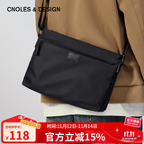 蔻一（Cnoles）男士单肩包斜挎男包横款背包休闲百搭轻便牛津帆布11英寸ipad大容量包包生日礼物送爸爸男朋友老公实用 黑色