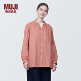 无印良品（MUJI）女式 木棉混双层纱织长袖罩衫女士衬衫衬衣外套  BC2IZC4S 烟熏橙色 XL(165/92A)