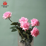 爱已装糖仿真花奶油风假花摆件手感保湿玫瑰花假绿植客厅装饰花 粉色5支