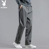 花花公子（PLAYBOY）休闲裤男2025年秋冬季裤子男士商务宽松直筒潮流长裤 军绿 L