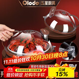 欧乐多（Olodo）德国微波炉加热盖家用微波炉盖子防溅微波炉罩耐高温食品级热菜罩 棕色大号注水导流 耐高温200度