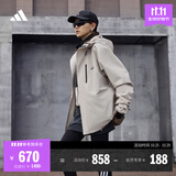 adidas拒水加绒内胆三合一连帽外套男女秋冬阿迪达斯官方轻运动 浅褐   L