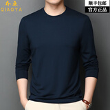 乔亚意大利高端品牌秋季莫代尔男士长袖T恤纯色休闲百搭体恤打底衫潮 6512哈青 L (175) 码【建议140-155斤】