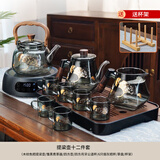全度玻璃提梁壶家用小型电陶炉煮茶器烧水壶大容量保温玻璃茶壶 【升级加厚12件组】银杏款