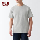 无印良品（MUJI） 男式 粗棉线 天竺编织 短袖T恤 打底衫男款 纯棉全棉 ABA18A2S 灰色 XS 160/80A