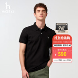 哈吉斯（HAZZYS）男装 夏季款上衣轻商务通勤多色百搭短袖POLO衫男ASTZE0BBX26 黑色BK 2XL (185/104A 52)