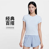 耐克NIKE女短袖圆领T恤 运动休闲 紧身衣 FV5509-423蓝色/帆白 XL