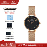 丹尼尔惠灵顿（DanielWellington）DW手表女 简约时尚欧美腕表石英女士手表 生日礼物送女友 28mm女表-黑盘玫瑰金钢带/DW217