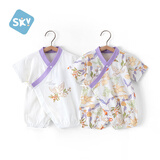 舒贝怡2件装婴儿衣服夏季薄款薄款新生儿连体衣短袖哈衣宝宝爬服白 73cm