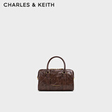 CHARLES&KEITH多背法链条手提包波士顿包生日礼物送女友CK2-30151559 Distressed Coffee咖啡色 S